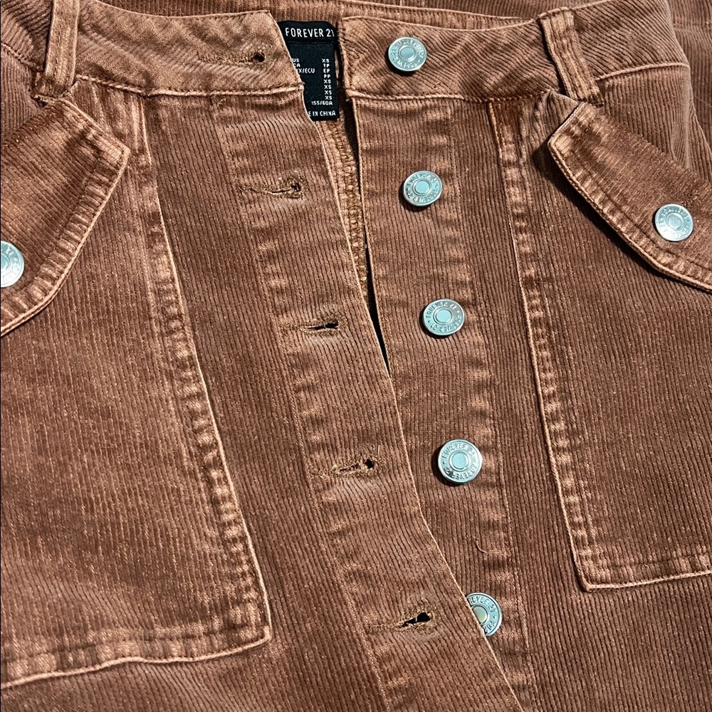 NWT Forever 21 Corduroy Button Down MIDI Pencil Skirt Praline Brown XS - Picture 11 of 12